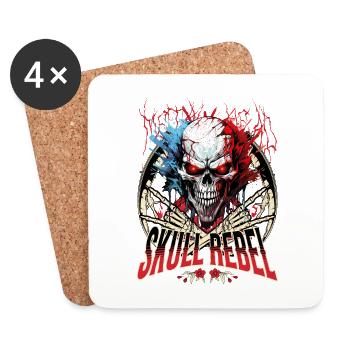 Crâne Crâne Squelette Moto Biker Gang - Dessous de verre (lot de 4) - blanc - Devant
