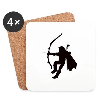 Waldläufer Silhouette, Rollenspieler Silhouette - Untersetzer (4er-Set) - Weiß - Vorne