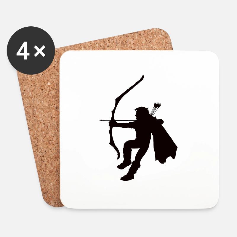 Waldläufer Silhouette, Rollenspieler Silhouette - Untersetzer (4er-Set) - Weiß