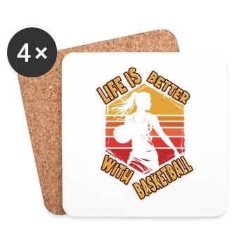 Basketball Frau Basketballerin Basketballspielerin - Untersetzer (4er-Set) - Weiß - Vorne