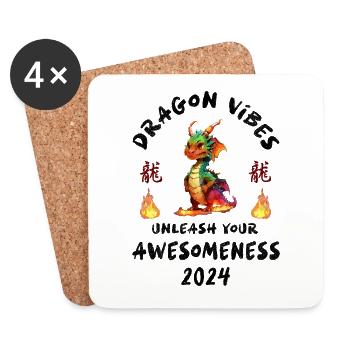 Dragon Vibes - libérez votre génialité 2024 - Dessous de verre (lot de 4) - blanc - Devant
