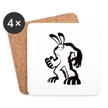 Conception de silhouette de lapin musclé - Dessous de verre (lot de 4) - blanc - Devant