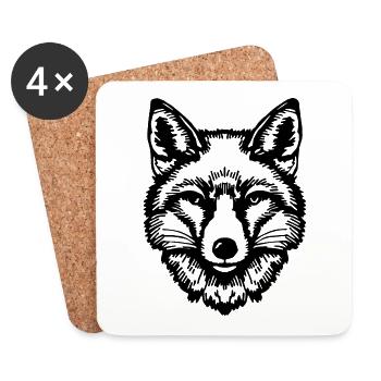 Fuchs Füchse - Untersetzer (4er-Set) - Weiß - Vorne