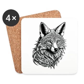 Renard celtique - Dessous de verre (lot de 4) - blanc - Devant