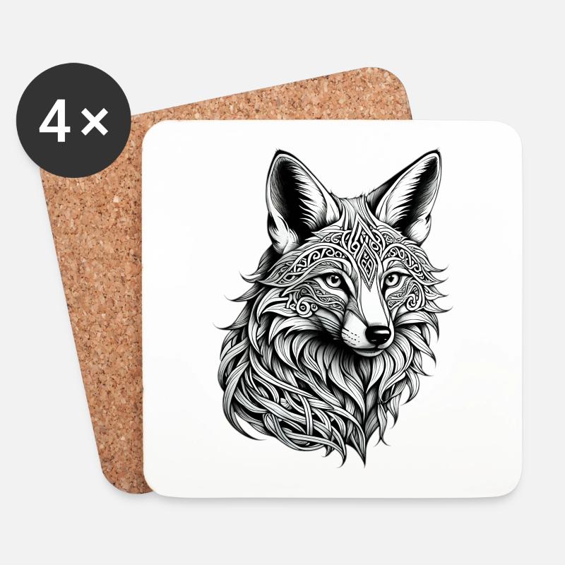 Keltischer Fuchs - Untersetzer (4er-Set) - Weiß