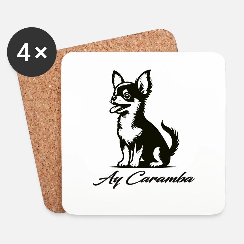 Chihuahua Design – Niedlich und frech - Untersetzer (4er-Set) - Weiß