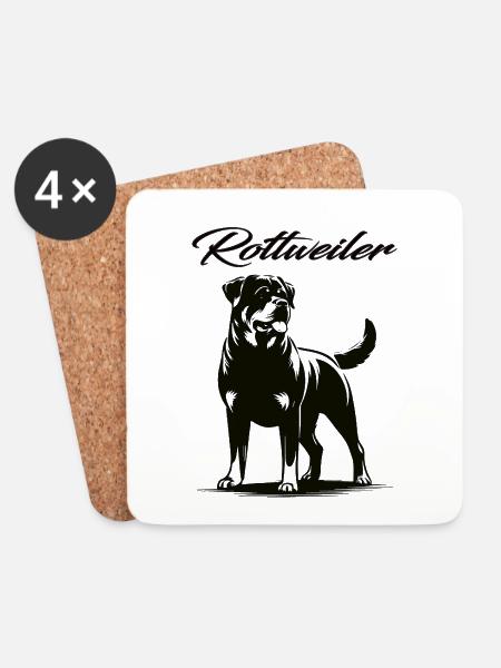 Stolz auf meinen Rottweiler – Stärke mit Herz - Untersetzer (4er-Set) - Weiß