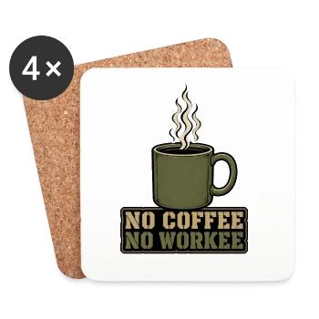 pas de café pas de workee - Dessous de verre (lot de 4) - blanc - Devant
