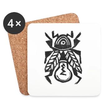 Ideenkäfer - Glühwürmchen Schwarz - Coasters (set of 4) - white - Front