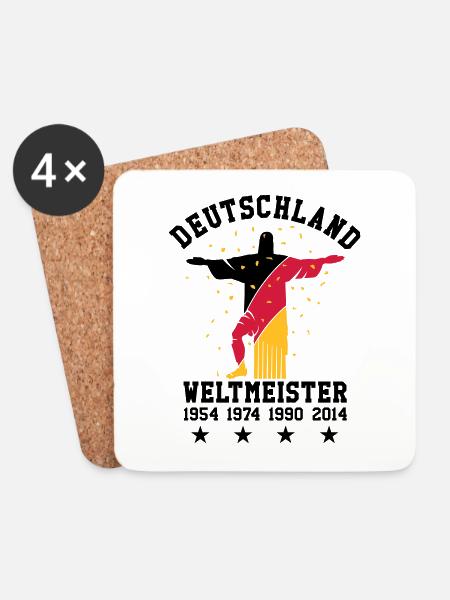DEUTSCHLAND WELTMEISTER 1954,1974,1990, 2014 - Untersetzer (4er-Set) - Weiß