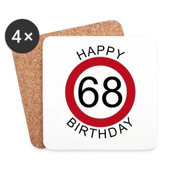 Joyeux anniversaire 68 signe de route anniversaire - Dessous de verre (lot de 4) - blanc - Devant