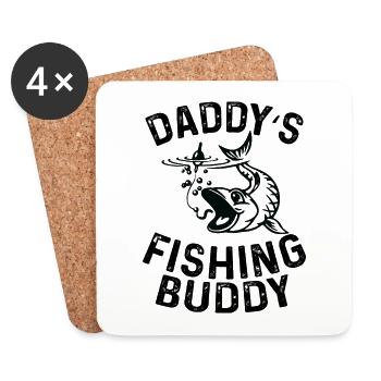 Daddy es Fishing Buddy Shirt - Untersetzer (4er-Set) - Weiß - Vorne