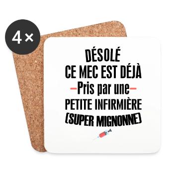Désolé ce mec est déjà pris par une infirmière - Dessous de verre (lot de 4) - blanc - Devant