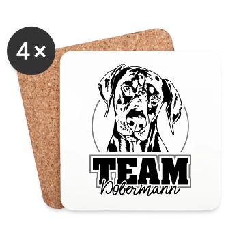 TEAM DOBERMANN Dobie Hundesport Hunde IGP Wilsigns - Untersetzer (4er-Set) - Weiß - Vorne