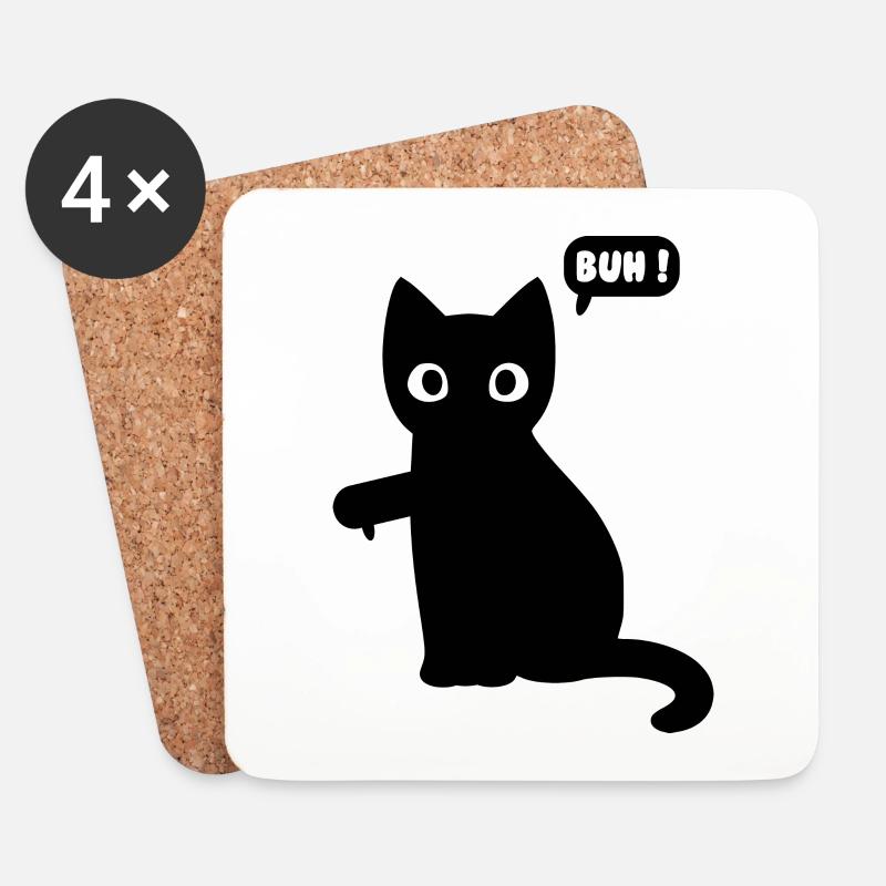 Katze Cartoon Comic - Untersetzer (4er-Set) - Weiß