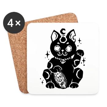 Maneki Neko Gotik - Untersetzer (4er-Set) - Weiß - Vorne