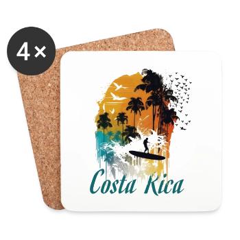 Aquarell Costa Rica Surfer - Untersetzer (4er-Set) - Weiß - Vorne
