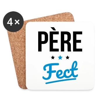 Idée Cadeau Fête des pères - Père-Fect - Humour - Dessous de verre (lot de 4) - blanc - Devant