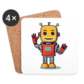 Hello Little Robot 3 - Hallo kleiner Roboter - Coasters (set of 4) - white - Front