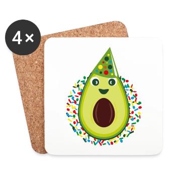 Fasching Avocado mit Konfetti. - Untersetzer (4er-Set) - Weiß - Vorne