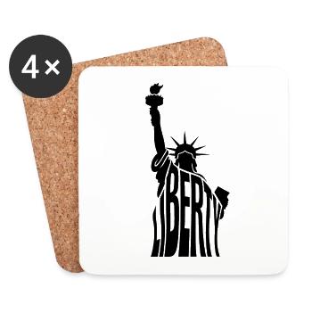 Statue de la Liberté - Cool New York USA Logo - Dessous de verre (lot de 4) - blanc - Devant