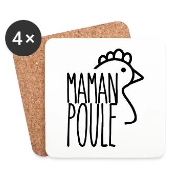 Maman poule - Dessous de verre (lot de 4) - blanc - Devant