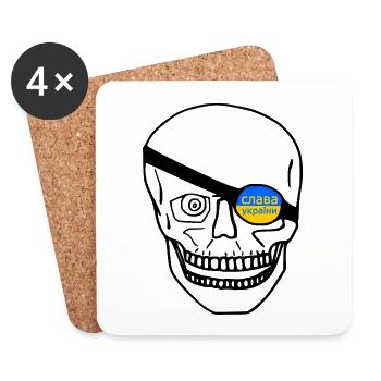 Slava ukraini - Untersetzer (4er-Set) - Weiß - Vorne