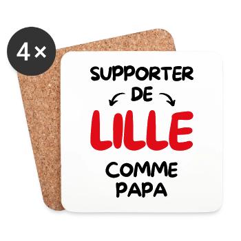 Supporter de Lille comme papa - Dessous de verre (lot de 4) - blanc - Devant