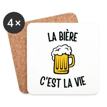 La bière c'est la vie - Dessous de verre (lot de 4) - blanc - Devant