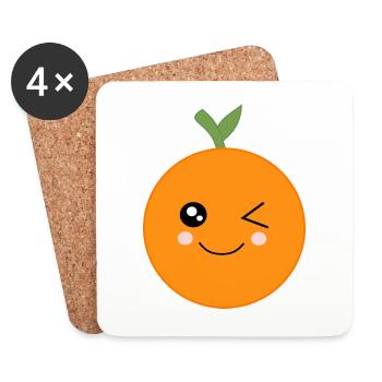 Orangen Frucht Früchte Kostüm Fasching Karneval - Untersetzer (4er-Set) - Weiß - Vorne