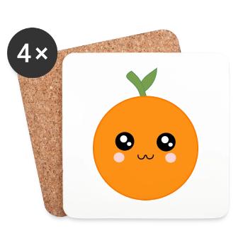 Kawaii Oranges Kawaii Fruits Kawaii Fruit - Coasters (set of 4) - white - Front