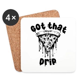 Dripping Pizza - Coasters (set of 4) - white - Front