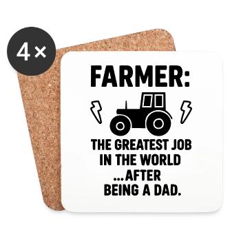 Dad Farmer Tractor Farmer Father's Day Humor - Coasters (set of 4) - white - Front