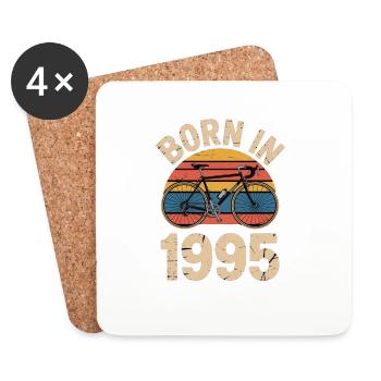 Born in 1995 Retro Bicycle Design - Coasters (set of 4) - white - Front