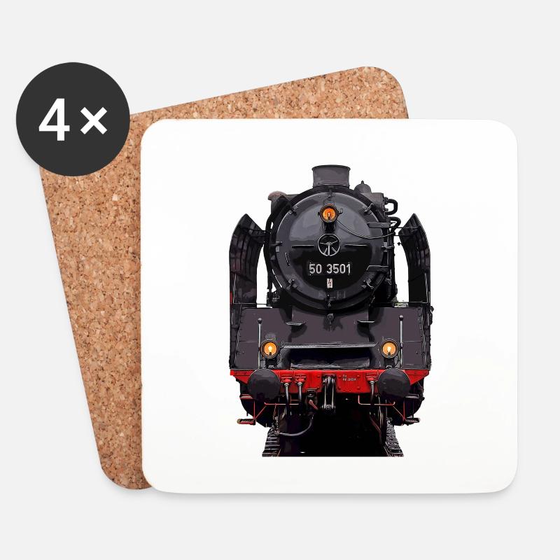 Dampflok 50 3501 - Untersetzer (4er-Set) - Weiß
