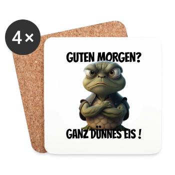 Guten Morgen? Ganz dünnes Eis! Lustige Schildkröte - Untersetzer (4er-Set) - Weiß - Vorne