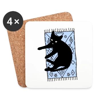 Cat on the carpet - Coasters (set of 4) - white - Front