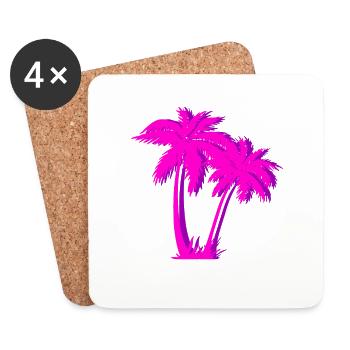 Vaporwave Rosa Palme Geschenk Ästhetischer Stil Palme - Untersetzer (4er-Set) - Weiß - Vorne