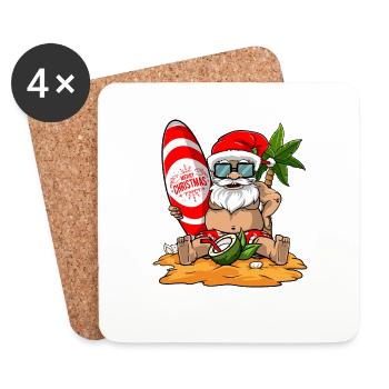 Weihnachten im Sommer Funny Santa Hawaiian Beach - Untersetzer (4er-Set) - Weiß - Vorne