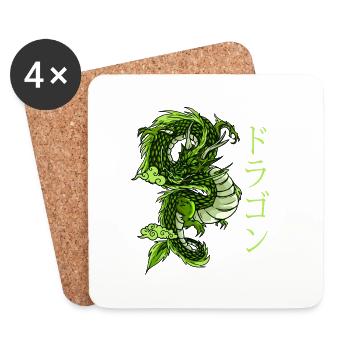 Traditional Chinese Dragon. Aesthetic Grunge - Coasters (set of 4) - white - Front