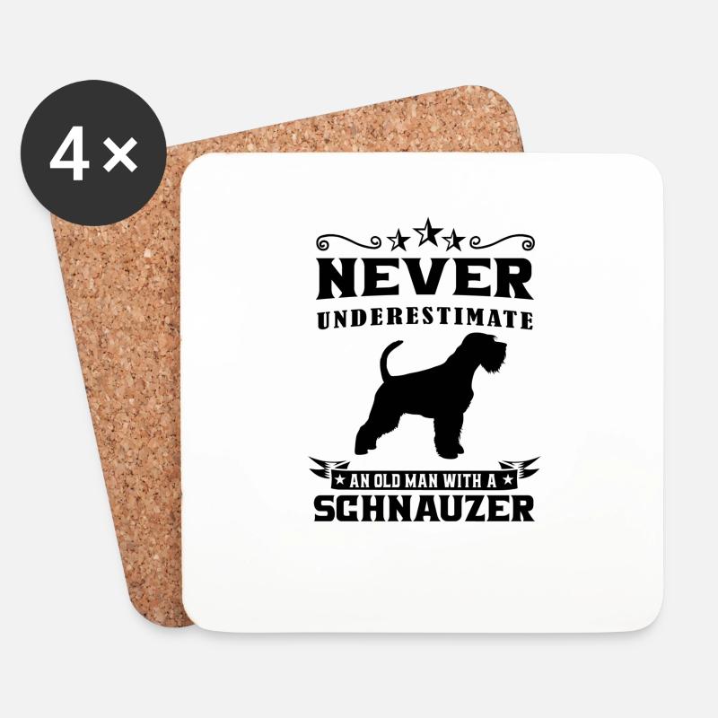 Schnauzer Hund Zwergschnauzer Riesenschnautzer - Untersetzer (4er-Set) - Weiß