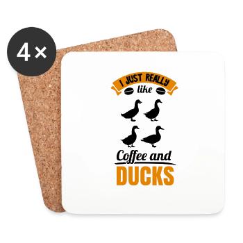 Duck Quitsche Duck Erpel Duck Yellow Rubber Duck - Coasters (set of 4) - white - Front