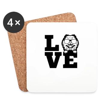 Spitz Pomeranian Zwergspitz Chien - Dessous de verre (lot de 4) - blanc - Devant