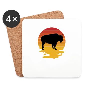 Bison Buffalo Water Parc national Buffalo - Dessous de verre (lot de 4) - blanc - Devant
