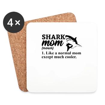 requin, grand requin blanc, requins, mégalodon, requin, requin marteau - Dessous de verre (lot de 4) - blanc - Devant