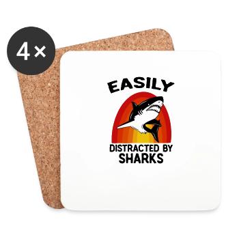 Shark, Great White Shark, Sharks, Megalodon, Shark, Hammerhead Shark - Coasters (set of 4) - white - Front