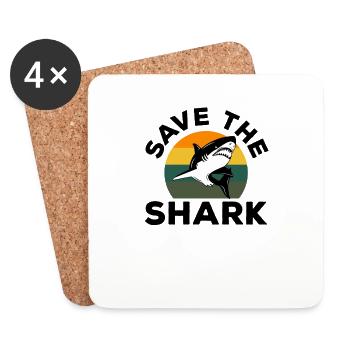 Requin Grand Requin Blanc Requin Mégalodon Requin Marteau Requin - Dessous de verre (lot de 4) - blanc - Devant