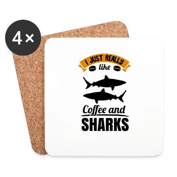 requin, grand requin blanc, requins, mégalodon, requin, requin marteau - Dessous de verre (lot de 4) - blanc - Devant
