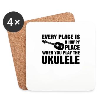 Ukulélé Hawaii Uke Guitare Musique Hawaiian Gift - Dessous de verre (lot de 4) - blanc - Devant