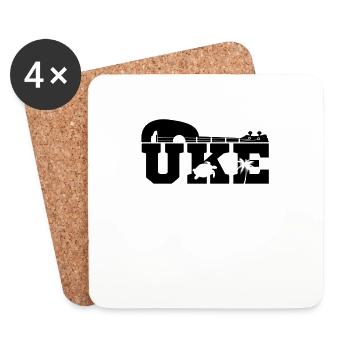 Ukulele Hawaii Uke Guitar Music Hawaiian Gift - Coasters (set of 4) - white - Front